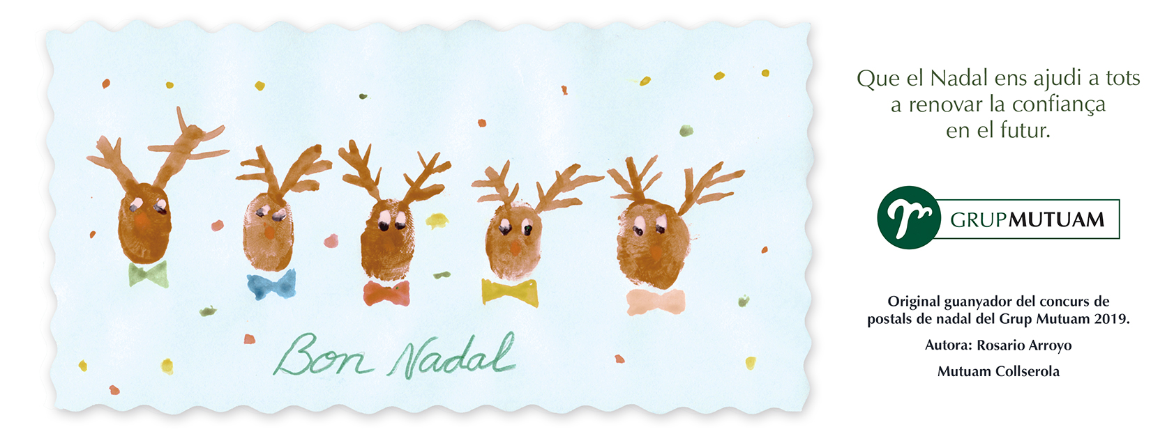 concurs postals de Nadal Mutuam, La il.lustració d&#8217;una resident del Centre  Collserola, guanya el concurs de postals de Nadal de Grup Mutuam 2019